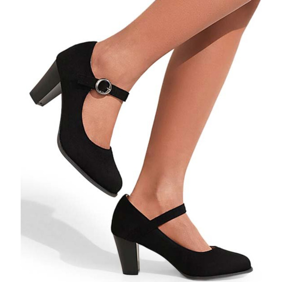 BUTITI  Black Block-Heel Round-Toe Pump in Size 10 New Retail $180 - Picture 2 of 8